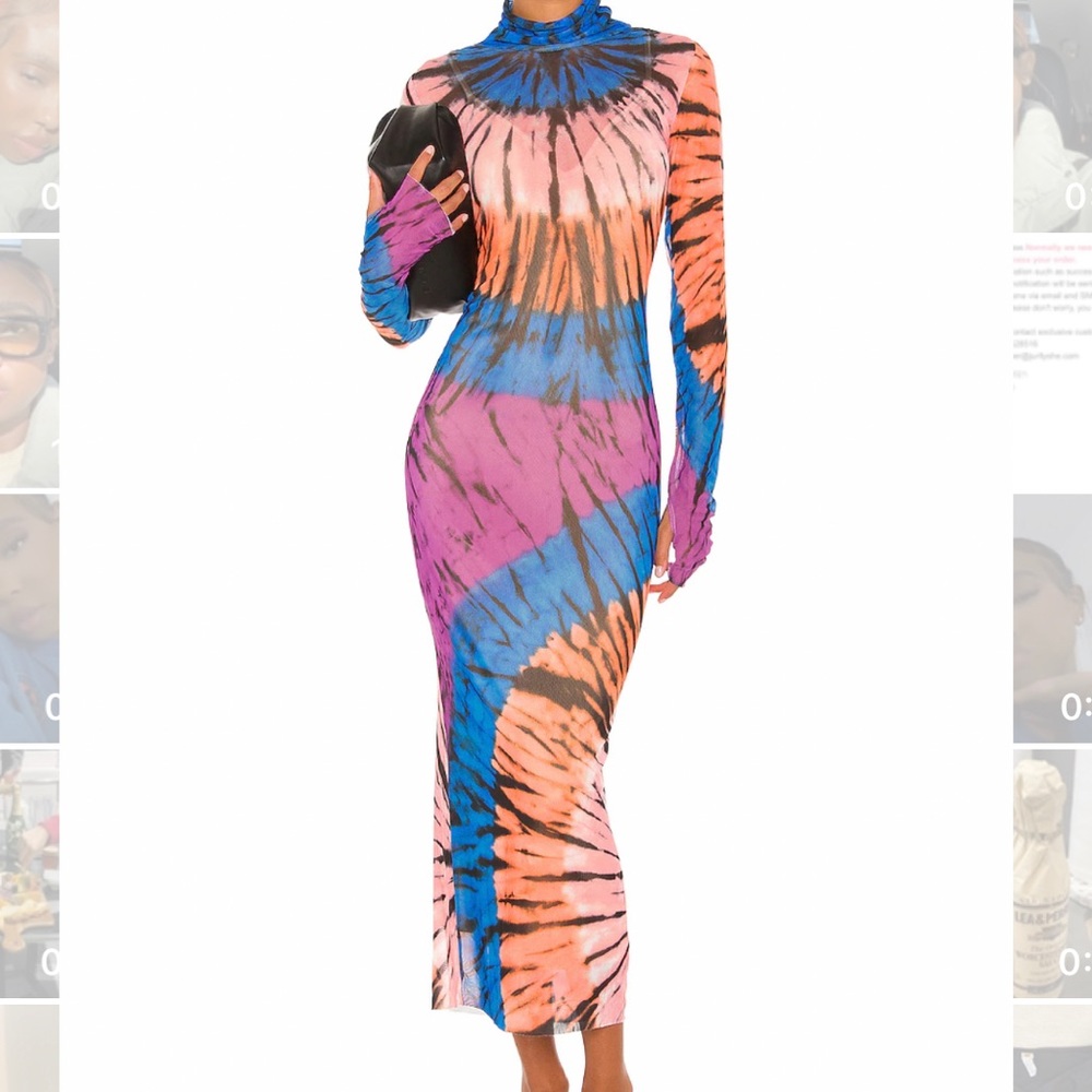 AFRM Multicolor Tie-Dye Midi Dress